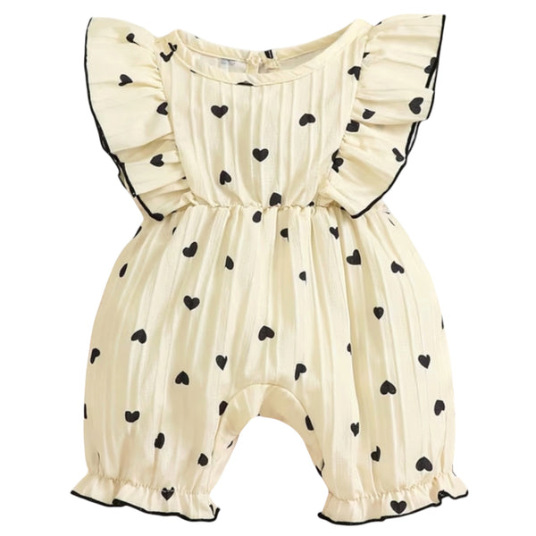 Baby Heart Frill Romper - cream Available at 1love2hugs3kisses Ibiza