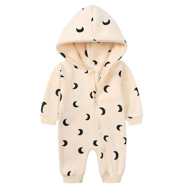 Baby Jumpsuit Beige Moon Print Available at  1love2hugs3kisses Ibiza