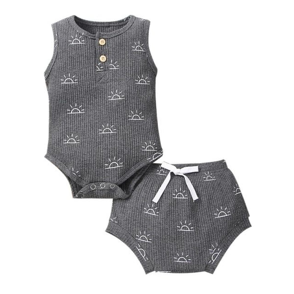 Baby Onesie + Shorts Sun dark grey available at 1love2hugs3kisses ibiza