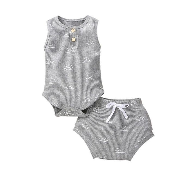 Baby Onesie + Shorts Sun Light Grey available at 1love2hugs3kisses ibiza