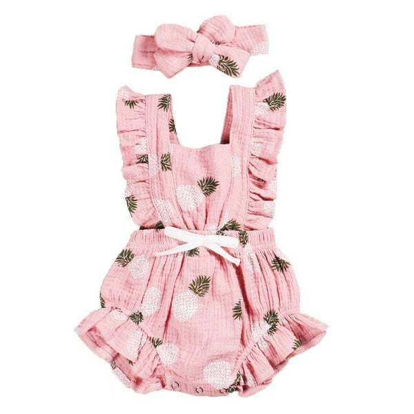 Baby Onesie Pink Pineapple + Bow available at 1love2hugs3kisses ibiza