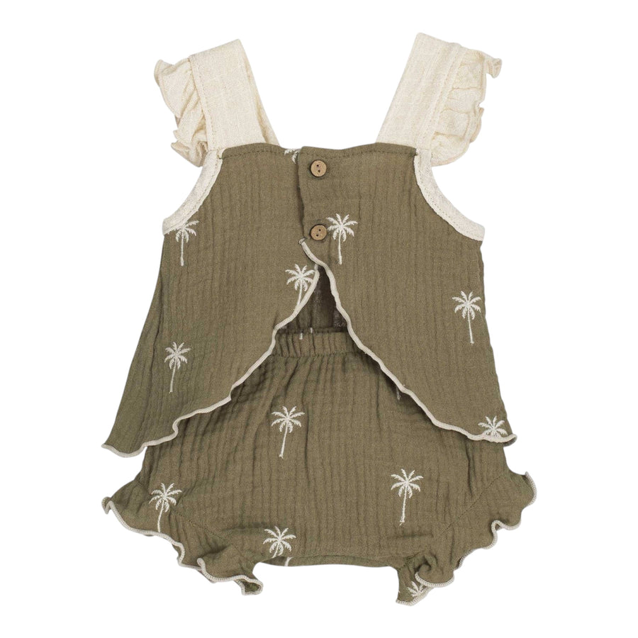 Baby Palm Tree Bloomer Set – Olive Green Available at 1love2hugs3kisses Ibiza