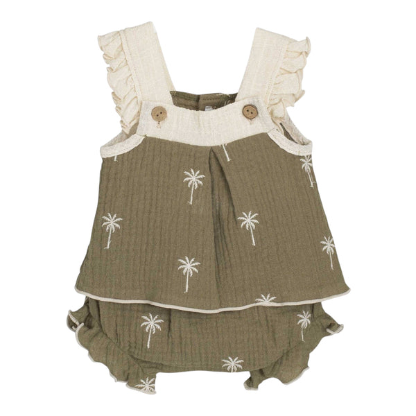Baby Palm Tree Bloomer Set – Olive Green Available at 1love2hugs3kisses Ibiza