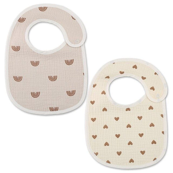 Baby Rainbow and Heart 2pack Muslin Bibs available at 1love2hugs3kisses Ibiza