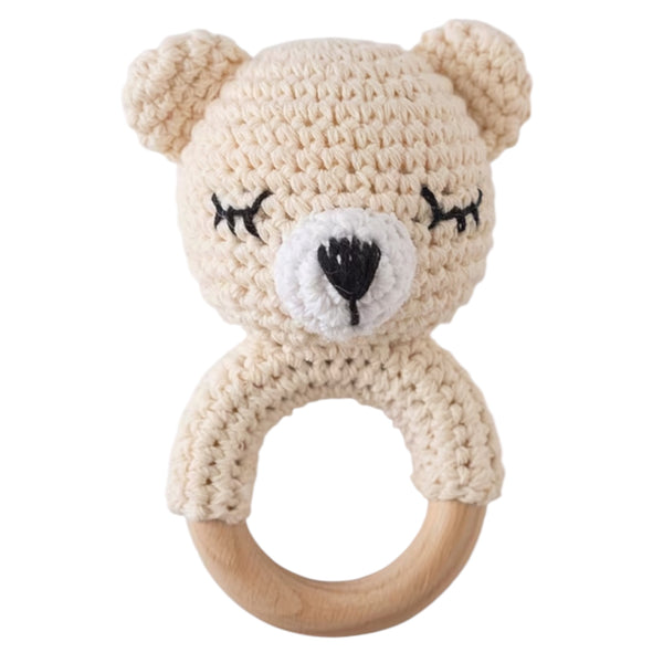 Baby Rattle Crochet Bear Teether – Beige Available at 1love2hugs3kisses Ibiza