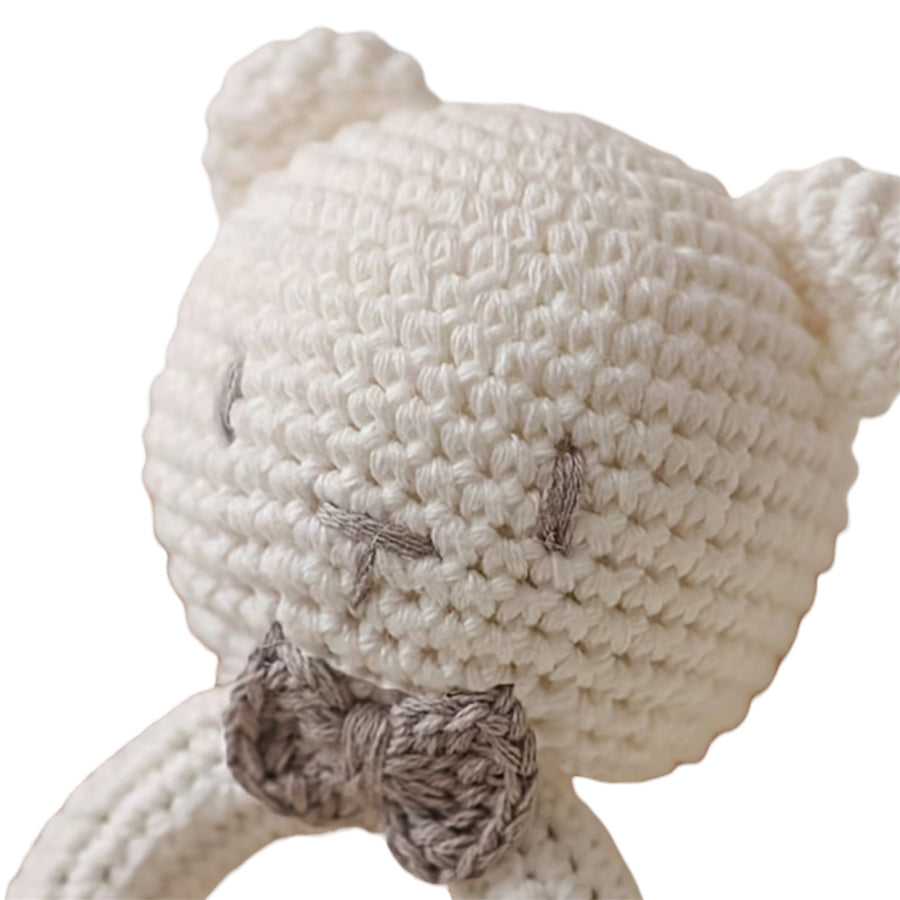 Baby Rattle Crochet Bear Teether - White Available at 1love2hugs3kisses Ibiza