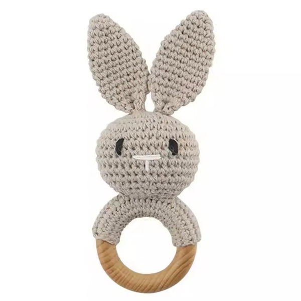 Baby Rattle Crochet Bunny Teether - Grey From 1love2hugs3kisses ibiza