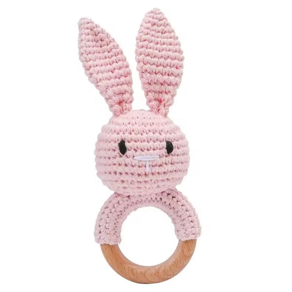 Baby Rattle Crochet Bunny Teether - Pink  available at 1love2hugs3kisses ibiza