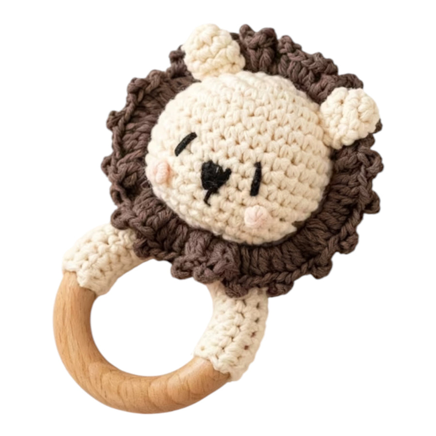 Baby Rattle Crochet Lion Teether - Off White