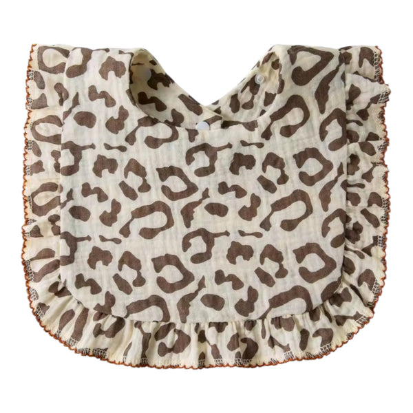 Baby Ruffle Muslin Bib – Leopard Available at 1love2hugs3kisses Ibiza