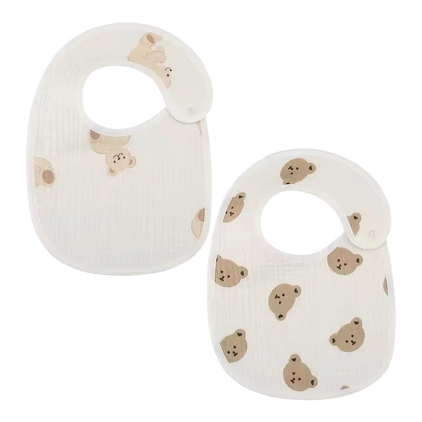 Baby Teddy Bear Muslin Bibs – 2 Pack Available at 1love2hugs3kisses Ibiza