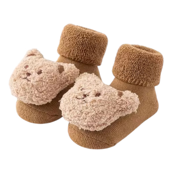 Baby Teddy Bear Anti Slip Socks Coffee available at 1love2hugs3kisses