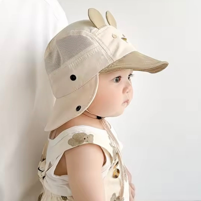 Bear Ears Baby Sun Hat – Beige & Khaki Available at 1love2hugs3kisses Ibiza
