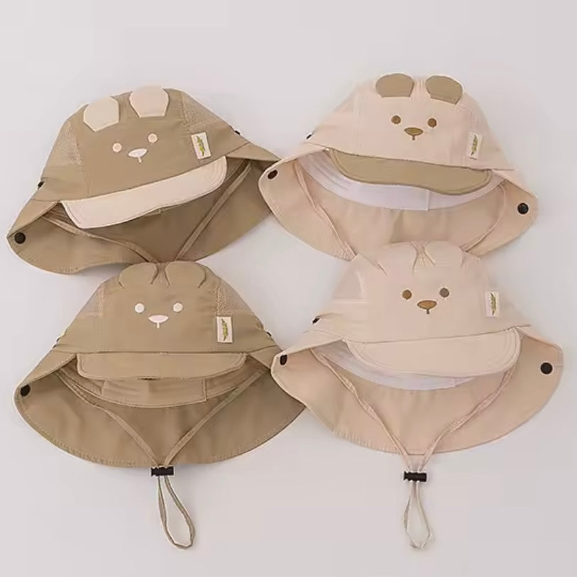Bear Ears Baby Sun Hat – Soft Beige Available at 1love2hugs3kisses Ibiza
