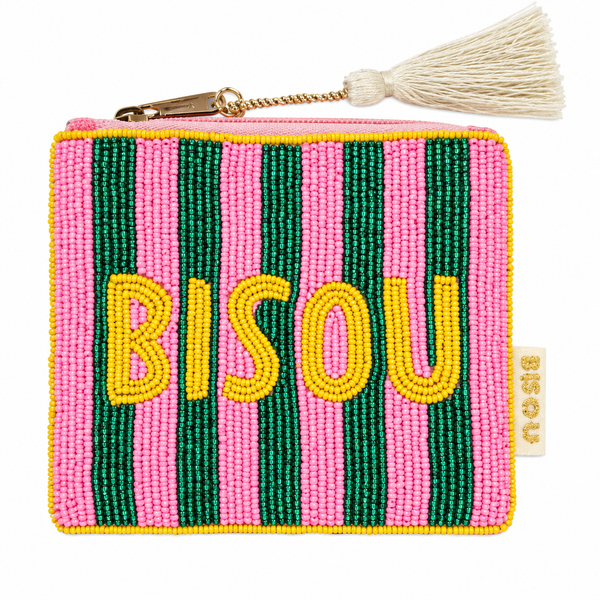 Bisou Beaded Pouch - Pink Available at 1love2hugs3kisses Ibiza 