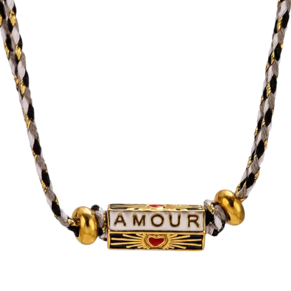 Bohemian Amour Locket Necklace – Black & Gold Available at 1love2hugs3kisses Ibiza