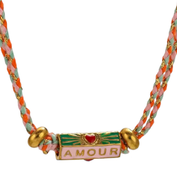 Bohemian Amour Locket Necklace – Pink & Mint Available at 1love2hugs3kisses Ibiza