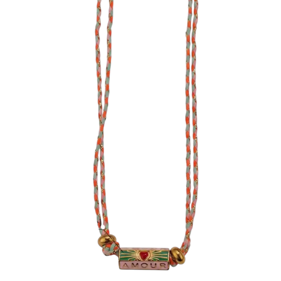 Bohemian Amour Locket Necklace – Pink & Mint Available at 1love2hugs3kisses Ibiza