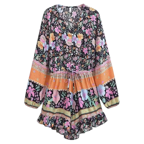 Bohemian Floral Playsuit - Sunrise Bloom  available at 1love2hugs3kisses ibiza