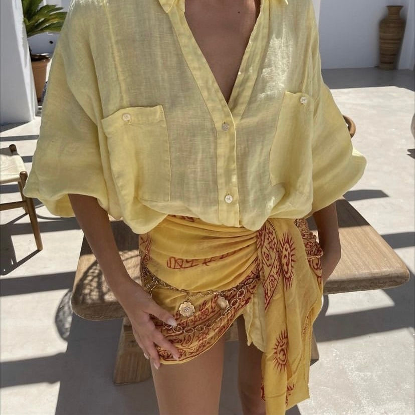 Boho India Beach Pareo – Yellow available at 1love2hugs3kisses ibizay