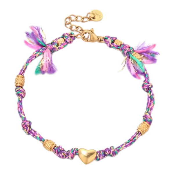 Boho Rope Heart Bracelet – Gold / Lilac from 1love2hugs3kisses Ibiza