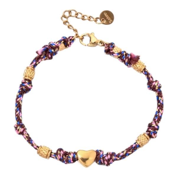 Boho Rope Heart Bracelet – Gold / Pink from 1love2hugs3kisses Ibiza