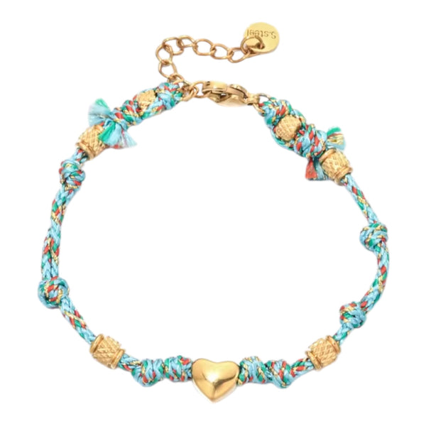 Boho Rope Heart Bracelet – Gold / Turquoise from 1love2hugs3kisses Ibiza