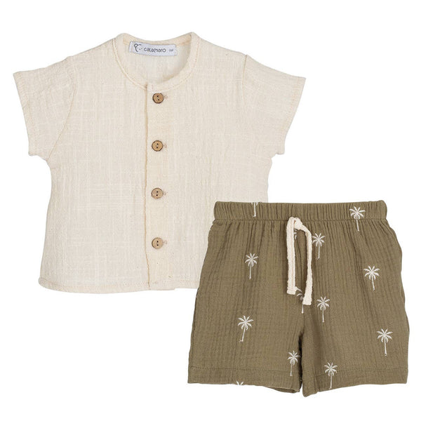 Boys Palm Tree Set – Olive Green Available at 1love2hugs3kisses Ibiza