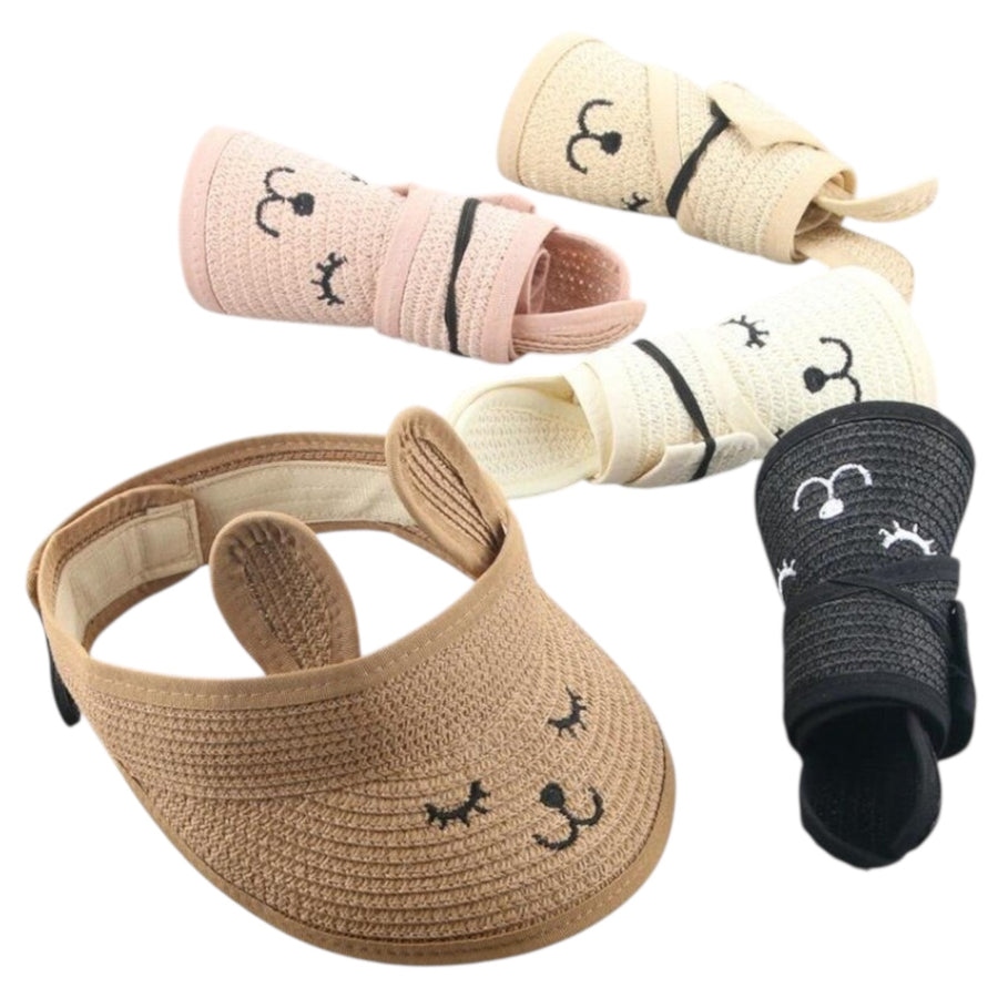 kids straw visor bunny ears brown toddler sun visor adjustable summer hat