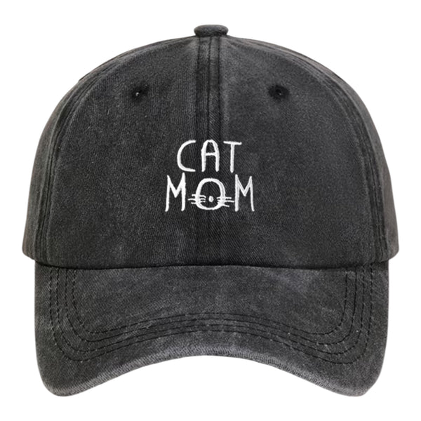 Cat Mom Vintage Washed Baseball Cap – Black Available at 1love2hugs3kisses Ibiza 