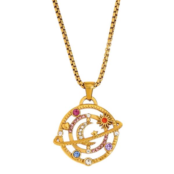 Celestial Moon Star Necklace – Gold available at 1Love2Hugs3Kisses ibiza 