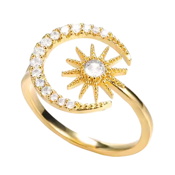 Celestial Sun & Moon Ring – Gold Available at 1love2hugs3kisses Ibiza