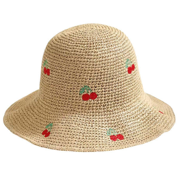 Cherry Crochet Bucket Hat - Cream Available at 1love2hugs3kisses Ibiza