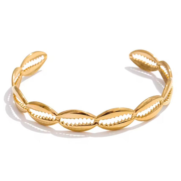 Cowrie Shell Cuff Bracelet - Gold available at 1love2hugs3kisses ibiza