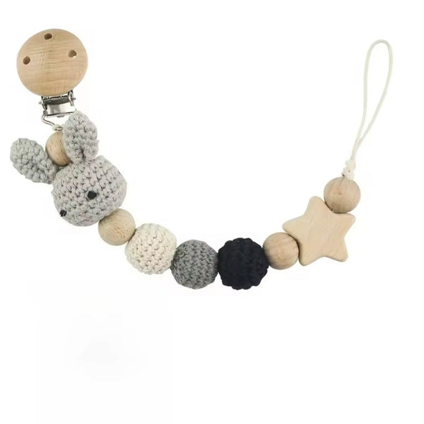 Crochet Bunny Pacifier Clip Chain – Grey From 1love2hugs3kisses ibiza