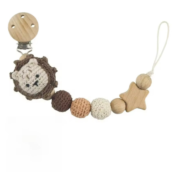Crochet Lion Pacifier Clip Chain – Natural From 1love2hugs3kisses ibiza