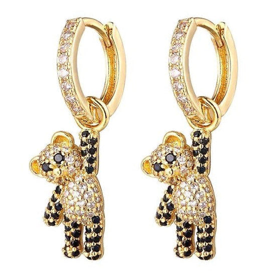 Crystal Bear Hoop Earrings – Gold From 1love2hugs3kisses Ibiza