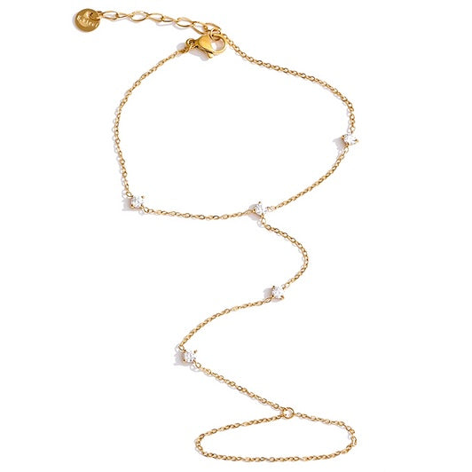 Crystal Hand Chain Bracelet – Gold Available at 1love2hugs3kisses Ibiza