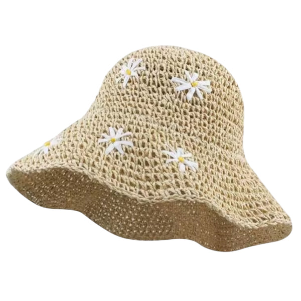 Daisy Flower Crochet Bucket Hat - Cream from 1love2hugs3kisses Ibiza