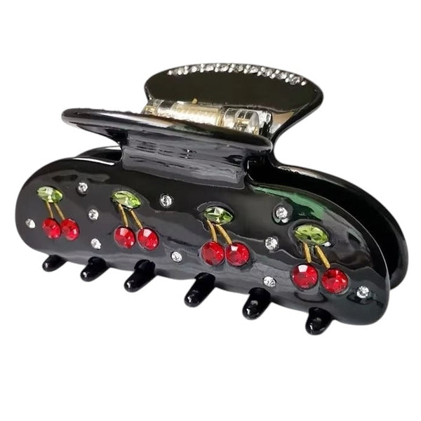 Diamond Cherry Hair Claw - Black from 1love2hugs3kisses Ibiza