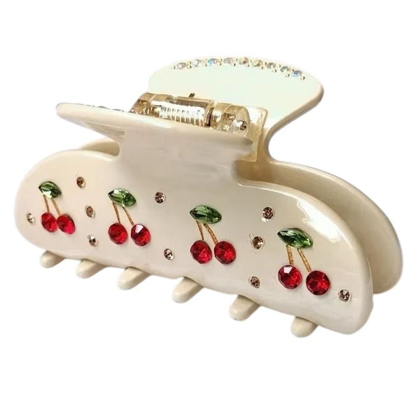 Diamond Cherry Hair Claw - White from 1love2hugs3kisses Ibiza