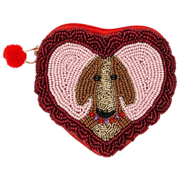 Dog Beaded Coin Purse - Red Available at 1love2hugs3kisses Ibiza