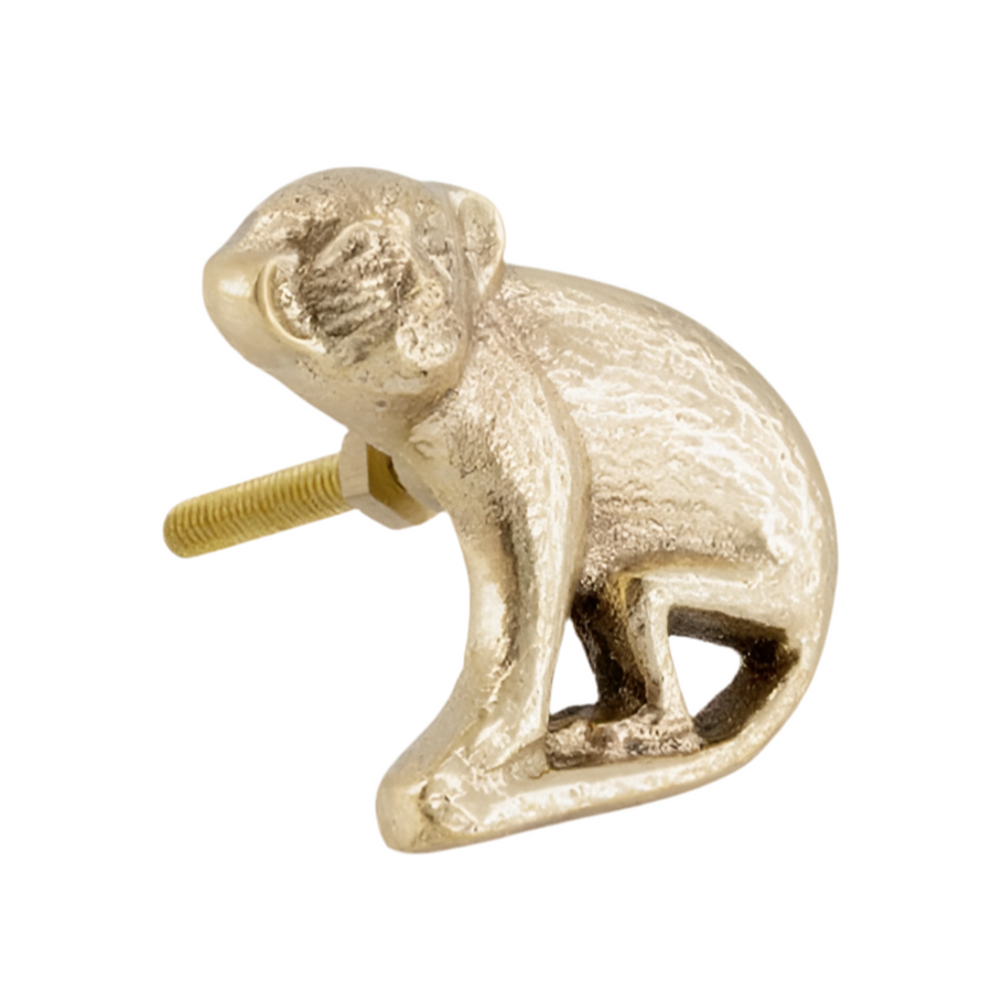 Doing Goods Peppin Monkey Door Knob - Right Brass available at 1love2hugs3kisses ibiza