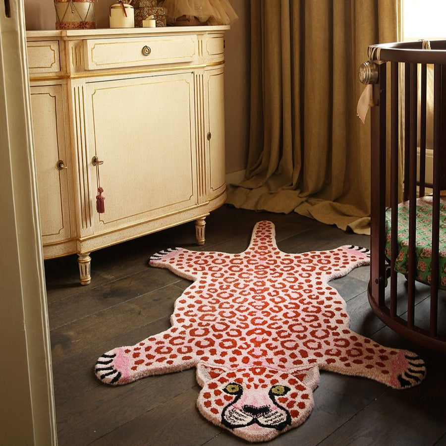 Doing Goods Pinky Leopard Rug - Large available at 1love2hugs3kisses ibiza