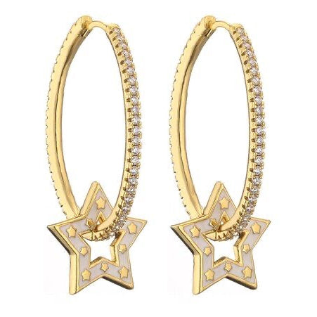 Enamel Star Hoop Earrings - Beige From 1love2hugs3kisses Ibiza