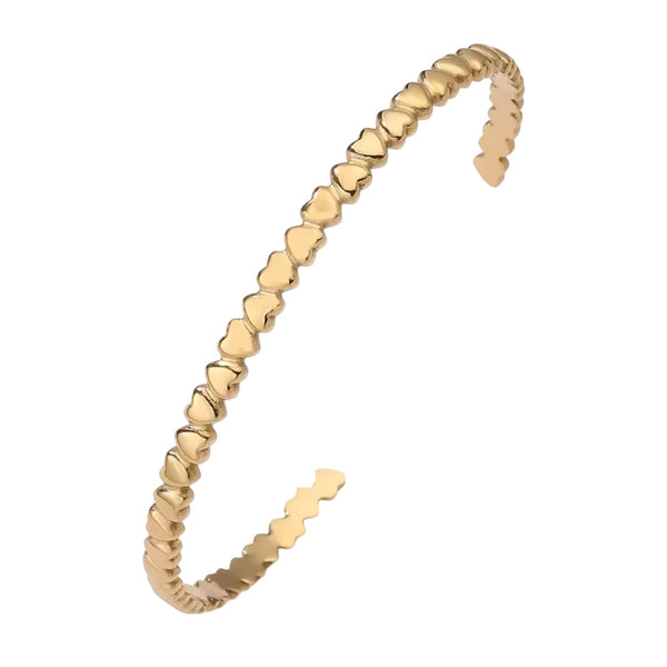 Eternal Hearts Open Bangle Bracelet - Gold available at 1love2hugs3kisses ibiza