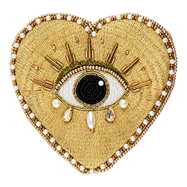 Evil Eye Heart Beaded Coin Purse – Gold Available at 1love2hugs3kisses Ibiza