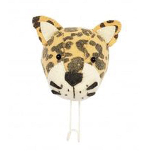 Handmade leopard head wall hook by Fiona Walker England for children’s room or nursery