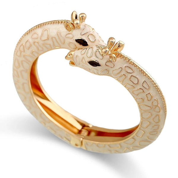 Giraffe Bangle Bracelet Enamel beige Gold from 1love2hugs3kisses ibiza