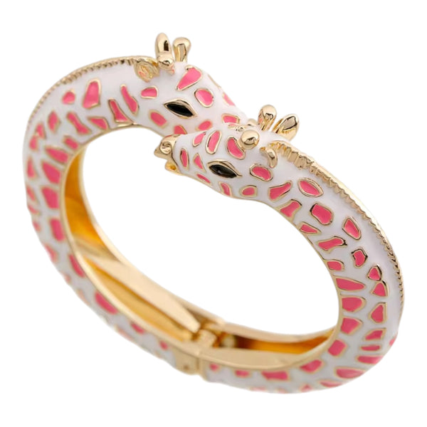 Giraffe Bangle Bracelet Enamel - Pink available at 1love2hugs3kisses ibiza